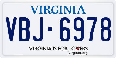 VA license plate VBJ6978