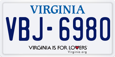 VA license plate VBJ6980