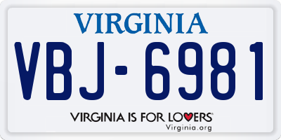 VA license plate VBJ6981
