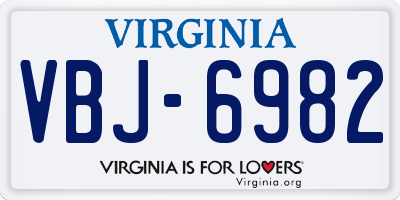 VA license plate VBJ6982