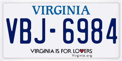 VA license plate VBJ6984