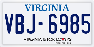 VA license plate VBJ6985