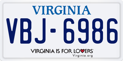 VA license plate VBJ6986