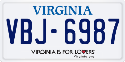 VA license plate VBJ6987