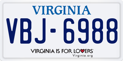 VA license plate VBJ6988