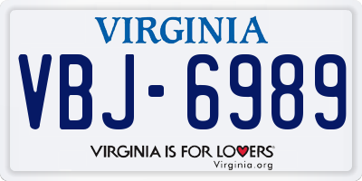 VA license plate VBJ6989