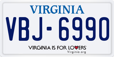 VA license plate VBJ6990