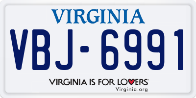 VA license plate VBJ6991