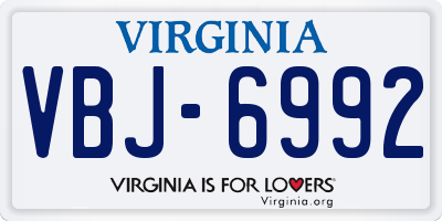 VA license plate VBJ6992
