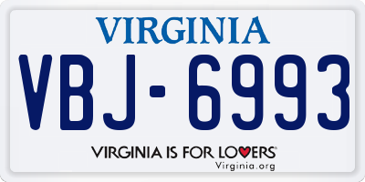 VA license plate VBJ6993