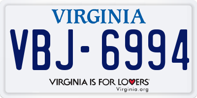 VA license plate VBJ6994