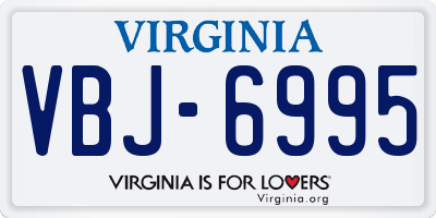 VA license plate VBJ6995