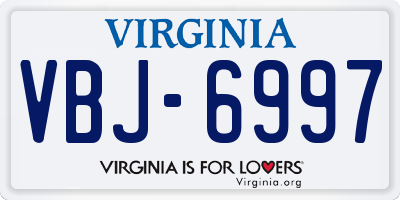 VA license plate VBJ6997