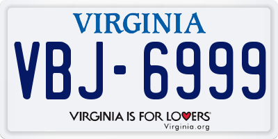 VA license plate VBJ6999