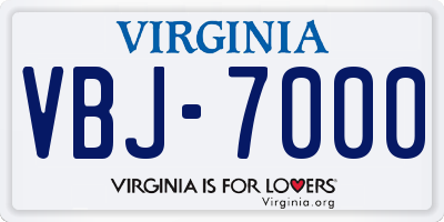 VA license plate VBJ7000