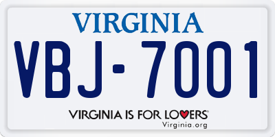 VA license plate VBJ7001