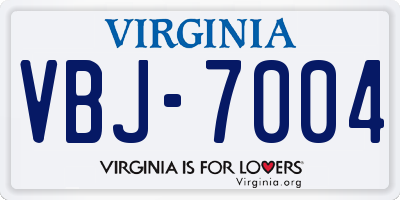 VA license plate VBJ7004