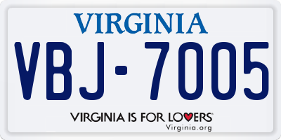 VA license plate VBJ7005