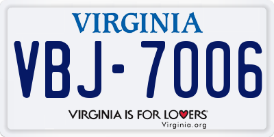 VA license plate VBJ7006