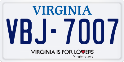VA license plate VBJ7007