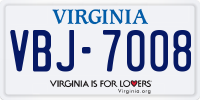 VA license plate VBJ7008