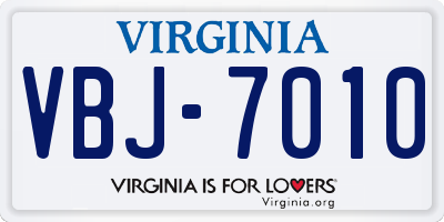 VA license plate VBJ7010