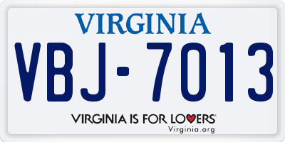 VA license plate VBJ7013
