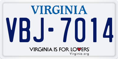 VA license plate VBJ7014