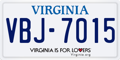 VA license plate VBJ7015