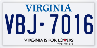 VA license plate VBJ7016