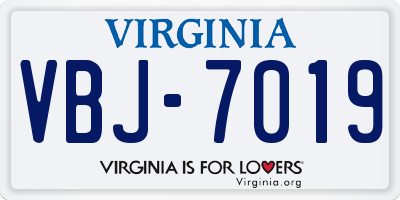 VA license plate VBJ7019