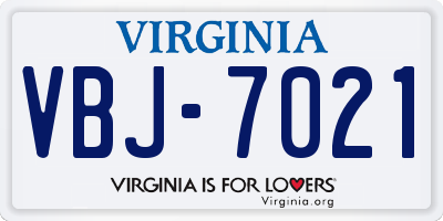 VA license plate VBJ7021