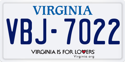 VA license plate VBJ7022