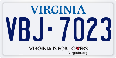 VA license plate VBJ7023