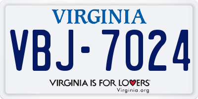 VA license plate VBJ7024