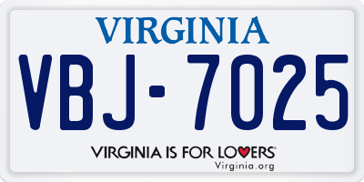 VA license plate VBJ7025