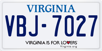 VA license plate VBJ7027
