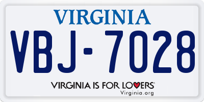 VA license plate VBJ7028