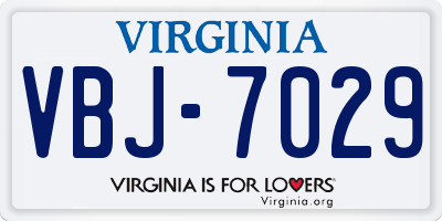 VA license plate VBJ7029