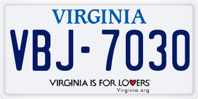 VA license plate VBJ7030