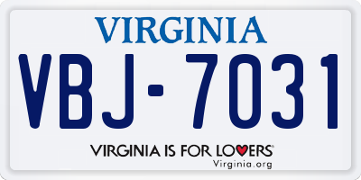 VA license plate VBJ7031