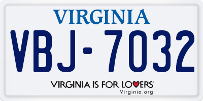 VA license plate VBJ7032