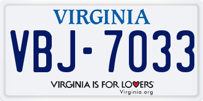 VA license plate VBJ7033
