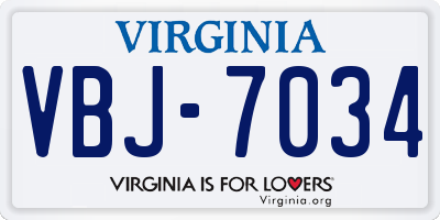 VA license plate VBJ7034