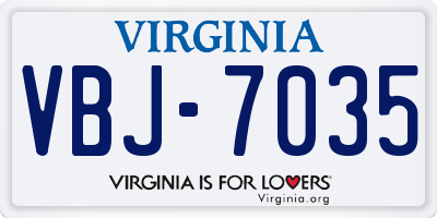 VA license plate VBJ7035