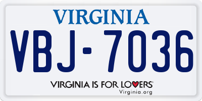 VA license plate VBJ7036
