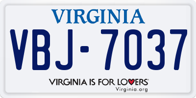 VA license plate VBJ7037