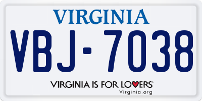 VA license plate VBJ7038