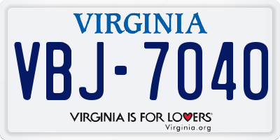 VA license plate VBJ7040