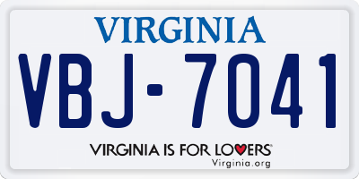 VA license plate VBJ7041
